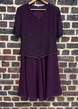 Belle robe de soirée violette à strass faits main – élégante et unique (T44), brand: Fait Main, condition: Very good, size: XXL / 44 / 16, €30.00, €32.20 includes Buyer Protection