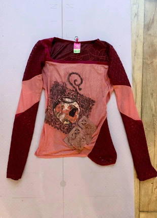 Y2K asymmetrical long sleeve maximalist mesh top / haut moulant années 2000, brand: *Save the Queen!*, condizioni: Ottime, taglia: S / IT 40 / EU 36, €25.00, €26.95 include la Protezione acquisti