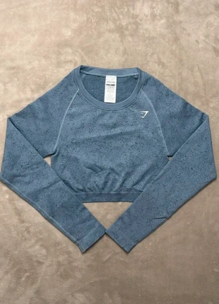 Adapt Fleck Seamless Long Sleeve Crop Top Gymshark bleu - Taille M, marke: Gymshark, zustand: Sehr gut, größe: M / 38 / 10, 11,00 €, 12,25 € beinhaltet Vinted-Käuferschutz Pro