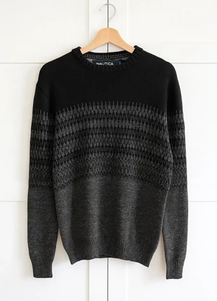 Nautica Gradient Knit Sweater – Black/Grey Jacquard – Unisex – Size M, merk: Nautica, staat: Heel goed, maat: M, € 26,50, € 28,53 inclusief Kopersbescherming