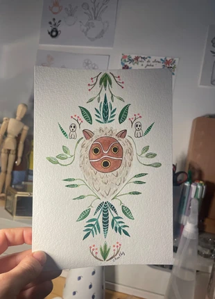 Aquarelle princesse mononoké, marque: Fait Main, état: Neuf, 7,50 €, 8,58 € Protection acheteurs incluse