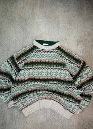 Pull Vintage Épais Tricot Fair Isle 90s Crème Rouge Bleu Marron Taille L, marque: Vintage Dressing, état: Très bon état, taille: L, 35,00 €, 37,45 € Protection acheteurs incluse