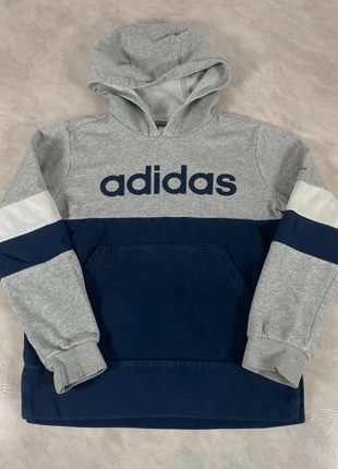 Adidas – Sweat à capuche bicolore gris & bleu marine logo brodé 8 ans enfant Code 019N, brand: adidas, condition: Good, size: 8 years / 128 cm, €9.00, €10.15 includes Buyer Protection Pro