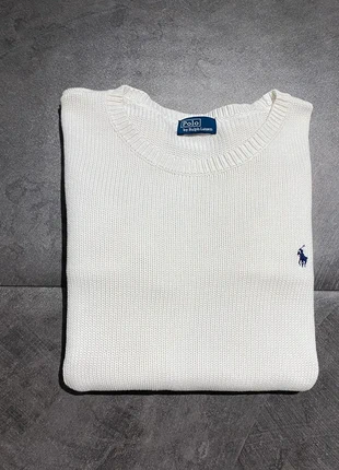 Pull Polo Ralph Lauren Homme col rond jersey vintage| Blanc logo brodé bleu marine | Taille M, brand: Ralph Lauren, condizioni: Ottime, taglia: M, €39.00, €41.65 include la Protezione acquisti