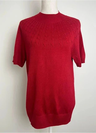 Pull sweat manche courtes col rond en maille sagharbor rouge pour femme taille M #CS4, brand: SAG HARBOR, condition: Very good, size: M / 38 / 10, €12.00, €13.30 includes Buyer Protection