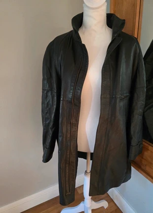 Classic Italian Leather Overcoat / Car Coat by Confezioni - XXL, brand: Confezioni, condition: Very good, size: XXL, €52.00, €55.30 includes Buyer Protection