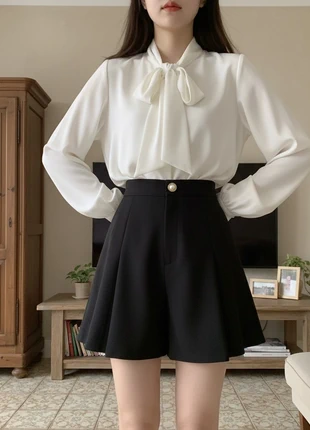 Short noir fluide taille haute avec bouton perle, zustand: Sehr gut, größe: M / 38 / 10, 34,90 €, 37,35 € beinhaltet Vinted-Käuferschutz Pro