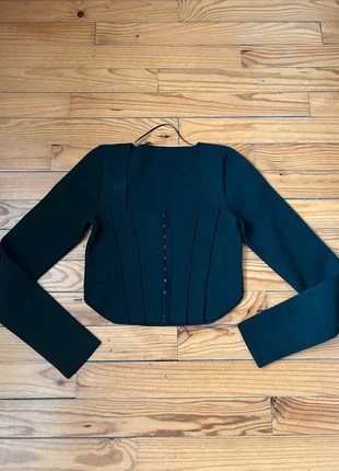 Haut corset noir Bershka à manches longues – Taille S, marke: Bershka, zustand: Sehr gut, größe: S / 36 / 8, 10,00 €, 11,20 € inklusive Vinted-Käuferschutz