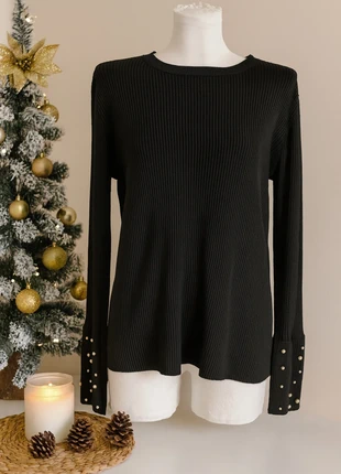 Maglione nero festa perle 48 - schwarzer Pullover für kurvige Frauen - pull noir à courbes, brand: Primark, condizioni: Ottime, taglia: XXL / IT 48 / EU 44, €8.00, €9.10 include la Protezione acquisti