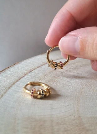 Pendientes aro dorado plata cristal Swarovski multicolor Earrings Boucles d'oreilles créoles oro, marca: Plata, estado: Muito bom, €17.00, €18.55 inclui Proteção do Comprador