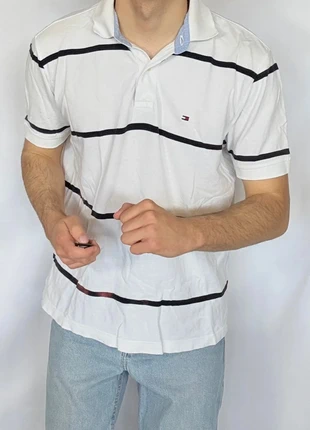 Polo marinière Tommy Hilfiger Vintage Y2K - Coton blanc/bleu - M, marque: Tommy Hilfiger, état: Très bon état, taille: M, 12,00 €, 13,30 € Protection acheteurs incluse