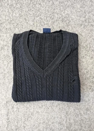 Pull noir col V à torsades KANGOL – 100 % coton – Taille 8 (équiv. S/M enfant ou XS femme), marke: Kangol, zustand: Sehr gut, größe: XS / 34 / 6, 12,00 €, 13,30 € inklusive Vinted-Käuferschutz