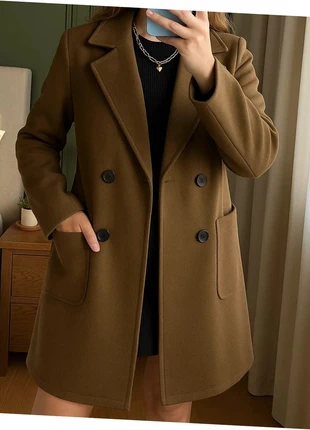 Manteau kaki à double boutonnage, staat: Heel goed, maat: S / 36 / 8, € 29,00, € 31,15 inclusief Kopersbescherming