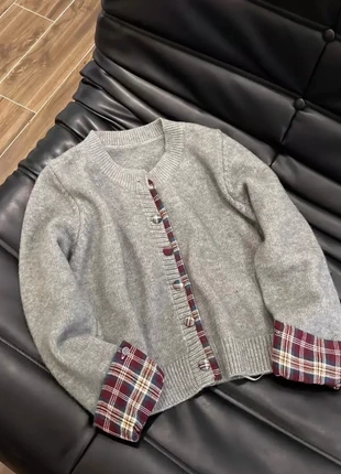 Cardigan gris à détails tartan (M), marque: Vintage Dressing, état: Très bon état, taille: M / 38 / 10, 35,01 €, 37,46 € Protection acheteurs incluse