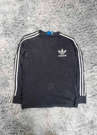 T-shirt Long Sleeve Vintage Adidas Originals Trefoil Noir à Bandes Blanches 90s Streetwear USA, marca: adidas, estado: Satisfactorio, tamaño: M, 6,00 €, 7,00 € Protección al comprador Pro incluida