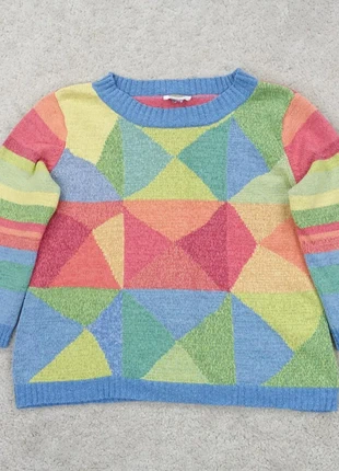 Talbots Jumper Womens Large Multicolour Geometric Knit Rainbow Sweater Retro 90s, brand: Talbots, condition: Good, size: L / UK 16-18, £22.00, £23.80 includes Buyer Protection