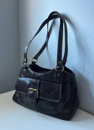 Brown Leather Shoulder Bag w/ Gold Buckle, condition: Very good, $35.00, $37.45 includes Buyer Protection