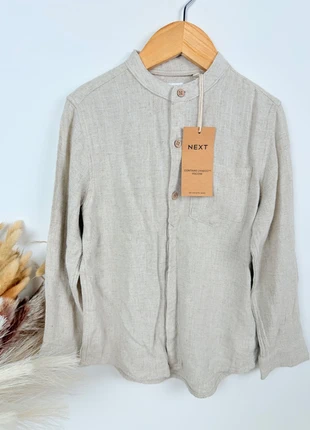 Chemise manche longues garçon 4ans 5ans NEXT col mao lin & viscose beige naturel, merk: Next, staat: Nieuw met prijskaartje, maat: 4 jaar / 104 cm, € 9,90, € 11,10 inclusief Kopersbescherming Pro