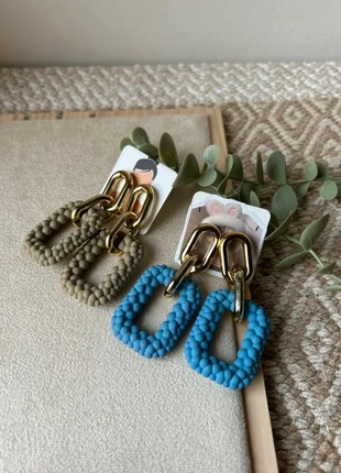 Lot boucles d’oreilles texturées – Neuves – Bleu & Beige, brand: Accessoires, condition: New without tags, €7.00, €8.05 includes Buyer Protection