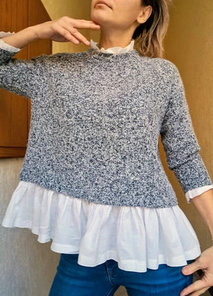 🎀maglione Lana elegante maniche 3/4 grigio bianco donna S/36/40, marque: Lana, état: Très bon état, taille: M / 38 / 10, 13,90 €, 15,30 € Protection acheteurs incluse