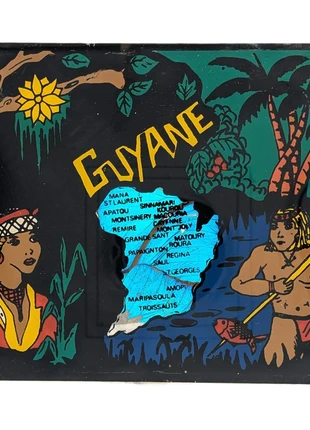 Guyane Plaque Verre Peinte Souvenir Vintage Amazonie Exotica, brand: Vintage Love, condizioni: Ottime, €75.00, €79.45 include la Protezione acquisti