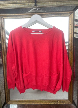 Suéter rojo oversize con bolsillos, marca: ONLY, estado: Muy bueno, tamaño: S / 36 / 8, 29,00 €, 31,15 € Protección al comprador incluida