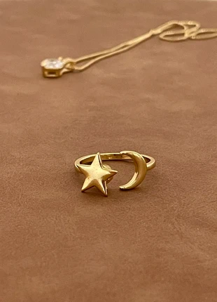 Bague Lune et Étoile dorée ajustable – bijou tendance femme, brand: Boutique Bohéme, condition: Very good, size: Adjustable, €10.00, €11.20 includes Buyer Protection