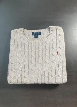 Pull torsadé Ralph Lauren col rond / Taille XS femme / Gris logo rouge bordeaux, marque: Ralph Lauren, état: Très bon état, taille: XS, 55,00 €, 58,45 € Protection acheteurs incluse
