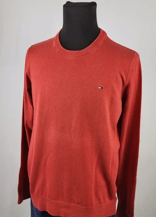 Pull Hilfiger Denim XL rouge coton logo brodé col rond style américain vintage chic casual, brand: Tommy Hilfiger, condition: Very good, size: XL, €17.00, €18.55 includes Buyer Protection Pro