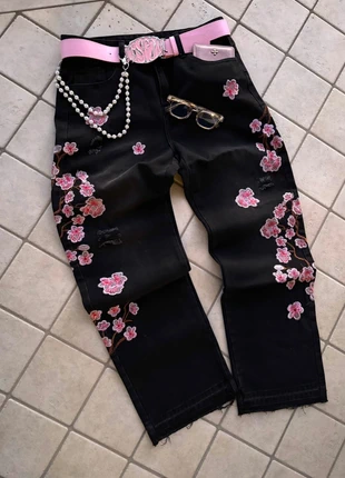 Y2k Flared Jeans Distressed Japanese Cherry Flowers Streetwear M IT 48, brand: y2k, condizioni: Ottime, taglia: M, €59.95, €63.65 include la Protezione acquisti