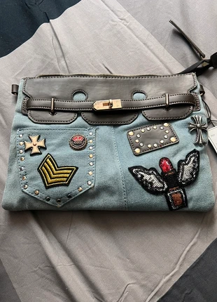 Pochette femme avec écussons navy green, brand: Femme, condition: New with tags, €10.00, €11.20 includes Buyer Protection