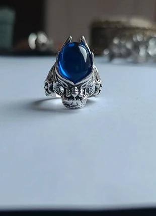 Belle bague argentée au motif de tête de dragon avec perle bleue incrustée, neuve et sans défaut !, condition: New without tags, size: 21 mm Ø, €4.50, €5.43 includes Buyer Protection