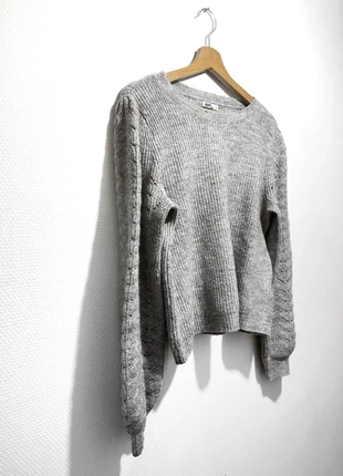 🧶 Pull gris chiné manches ajourées – taille L, brand: Gémo, condition: Very good, size: L / 40 / 12, €9.00, €10.15 includes Buyer Protection