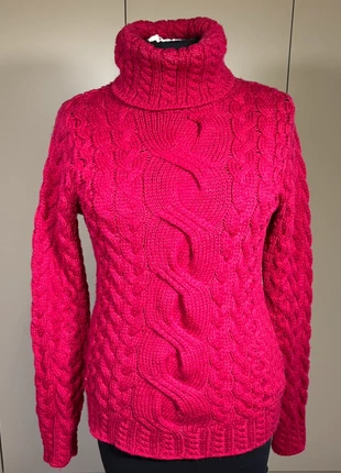 Rode Ierse Vintage wollen kabeltrui coltrui warm & stijlvol Y2K cable knit retro Unisex ethnic, merk: Vintage Dressing, staat: Heel goed, maat: S / 36 / 8, € 24,00, € 25,90 inclusief Kopersbescherming