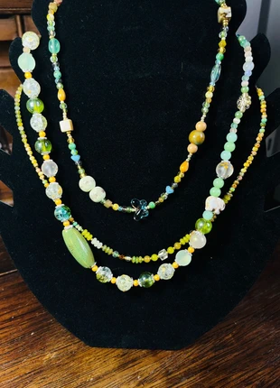 Natural stone acrylic bead ceramic bead necklace set, marca: Vintage Dressing, estado: Novo sem etiquetas, €16.00, €17.50 inclui Proteção do Comprador