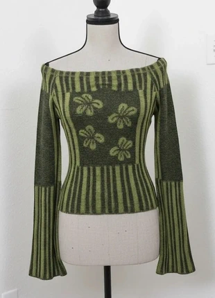 Pull vert à épaules dénudées et manches évasées, marque: golden era, état: Très bon état, taille: M / 38 / 10, 37,90 €, 40,50 € Protection acheteurs incluse