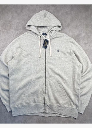 Pull / veste zippée à capuche Ralph Lauren grise logo brodé marine neuve - taille XL, marca: Ralph Lauren, estado: Novo com etiquetas, tamanho: XL, €79.90, €84.60 inclui Proteção do Comprador Pro