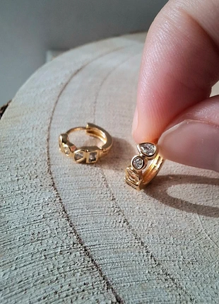 Pendientes aro mini acero dorado cristal Swarovski Earrings Boucles d'oreilles créoles oro, marque: Vintage Boutique, état: Très bon état, 13,00 €, 14,35 € Protection acheteurs incluse