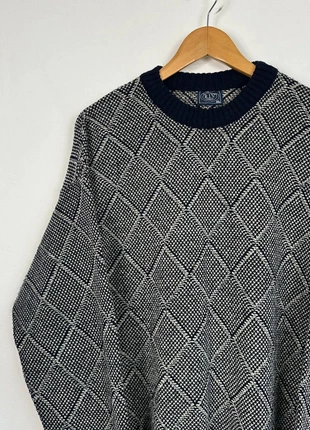 Retro navy multicolour diamond pattern crewneck jumper by R.I.V., brand: Vintage Dressing, condition: Very good, size: XL, £20.00, £21.70 includes Buyer Protection Pro
