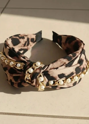 Bandeau Nœud Épais Imprimé Léopard Chaîne Dorée & Perles, marca: Vintage Dressing, estado: Muy bueno, tamaño: Talla única, 17,99 €, 19,59 € Protección al comprador incluida