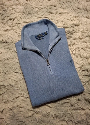 Half zip 1/4 zip col camionneur Ralph Lauren Bleu clair logo brodé Taille L, brand: Ralph Lauren, condition: Very good, size: L, €57.00, €60.55 includes Buyer Protection