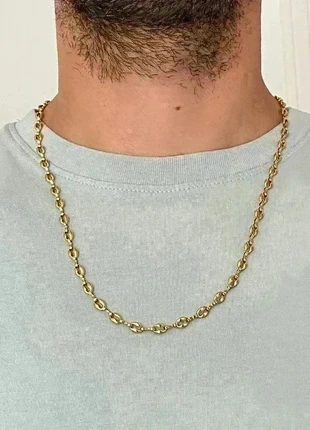 Collier homme acier inoxydable, collier chaîne graine de café, cadeau bijou homme, condition: Very good, €13.00, €14.35 includes Buyer Protection Pro