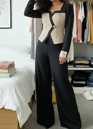 Ensemble élégant noir et beige - femme taille S, marque: Teryss Arvian, état: Très bon état, taille: S / 36 / 8, 45,00 €, 47,95 € Protection acheteurs incluse