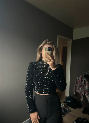 Glittertop zwart lange mouwen | maat s, merk: boutique, staat: Nieuw zonder prijskaartje, maat: S / 36 / 8, € 30,00, € 32,20 inclusief Kopersbescherming