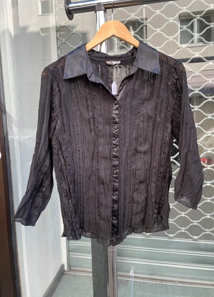 Chemisier noir d’ensemble vintage y2k whimsigoth transparent dentelle sequins, marca: COQUETTE, estado: Muito bom, tamanho: XL / 42 / 14, €25.00, €26.95 inclui Proteção do Comprador Pro