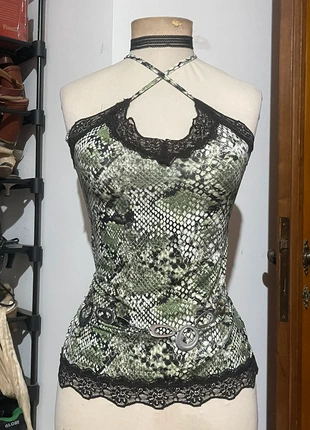 psy grunge 00s animal printed coquette top <3, marke: y2k psy, zustand: Sehr gut, größe: XS / 34 / 6, 16,00 €, 17,50 € inklusive Vinted-Käuferschutz