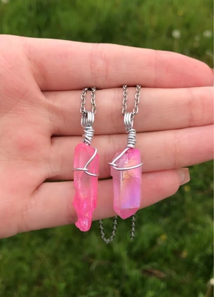 Wire Wrapped Pink Crystal Necklace, brand: Crystal, condition: New without tags, €4.50, €5.43 includes Buyer Protection