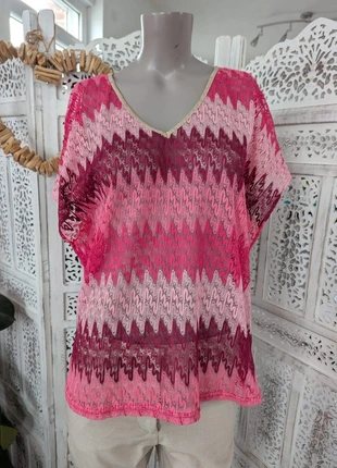 Tunique femme Vintage Love – Taille Unique – Motifs roses graphiques en maille ajourée B15, brand: Vintage Love, condition: Very good, size: One size, €15.99, €17.49 includes Buyer Protection Pro