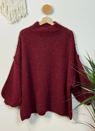 Oversize Strickpullover Ballonärmel in Bordeauxrot Einheitsgröße Made in Italy, brand: believe, condizioni: Ottime, taglia: Taglia unica, €34.00, €36.40 include la Protezione acquisti