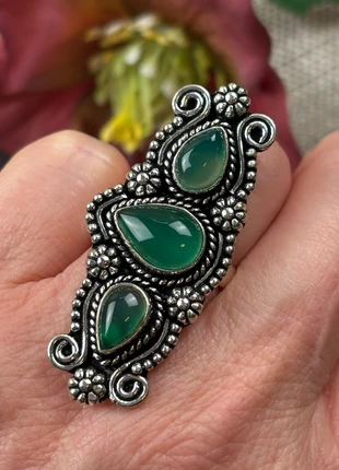 Superbe bague ethnique onyx. Ar 925., état: Très bon état, taille: 19 mm, 14,00 €, 15,40 € Protection acheteurs (Pro) incluse